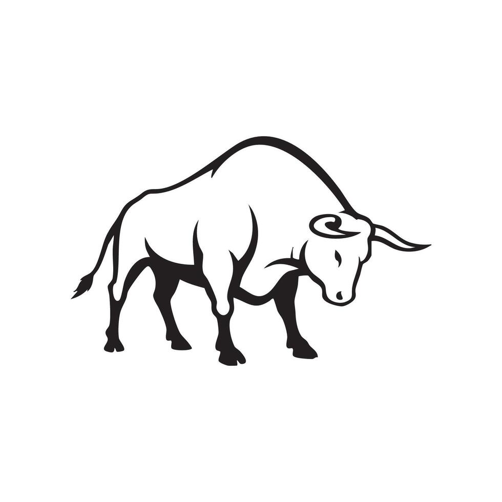 Powerful Bull Silhouette Strong and Determined Animal Illustration vector