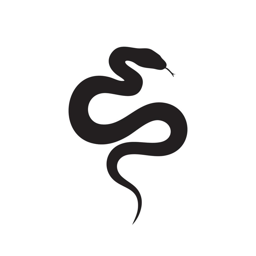Elegant Snake Silhouette with Tongue Out on White Background vector