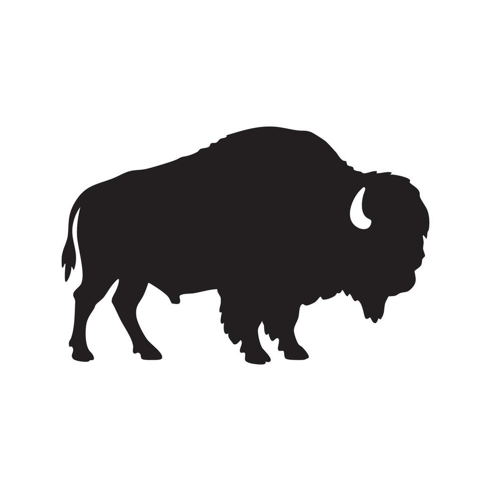 Majestic American Buffalo Silhouette Against a White Background silhouette vector