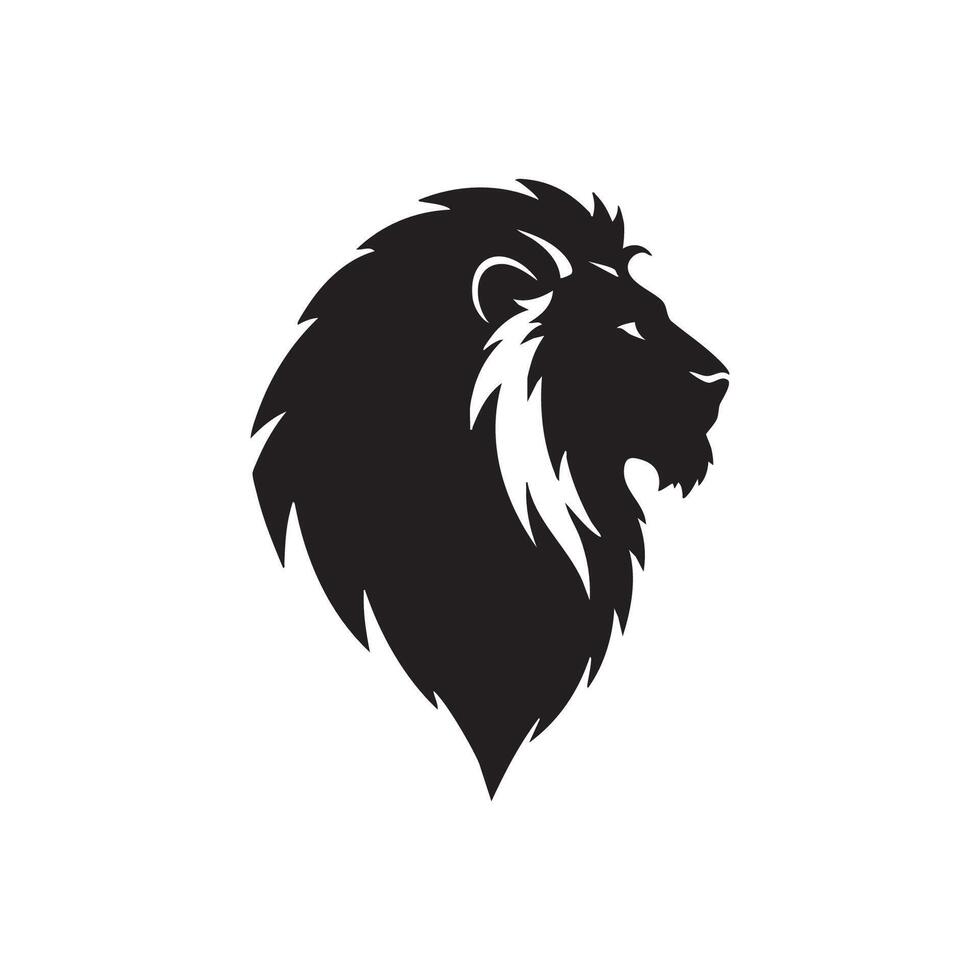 Majestic Lion Head Profile Black Silhouette powerful lion vector