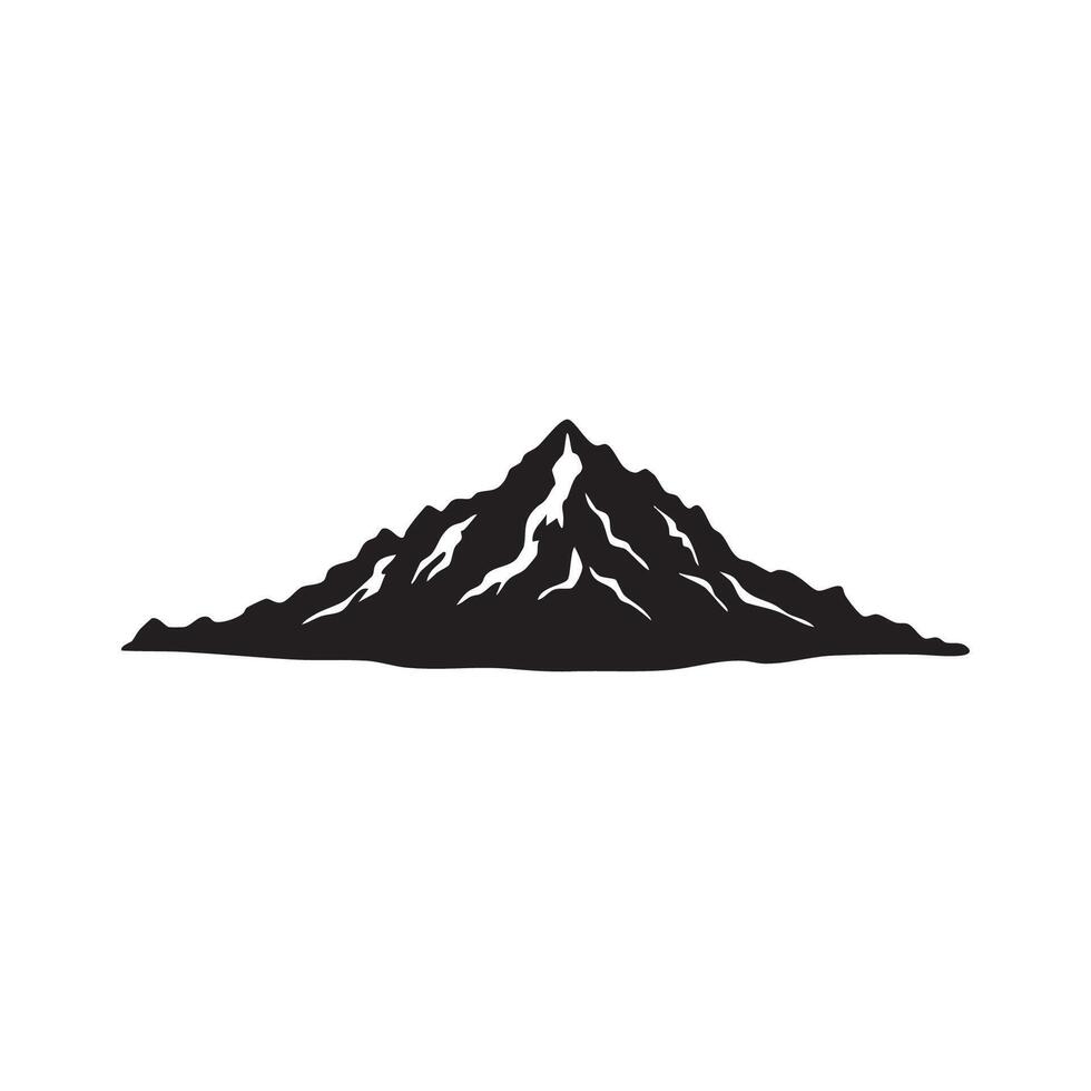 Jagged mountain peaks with snow accents in a striking silhouette isolated on white background silhouette vector