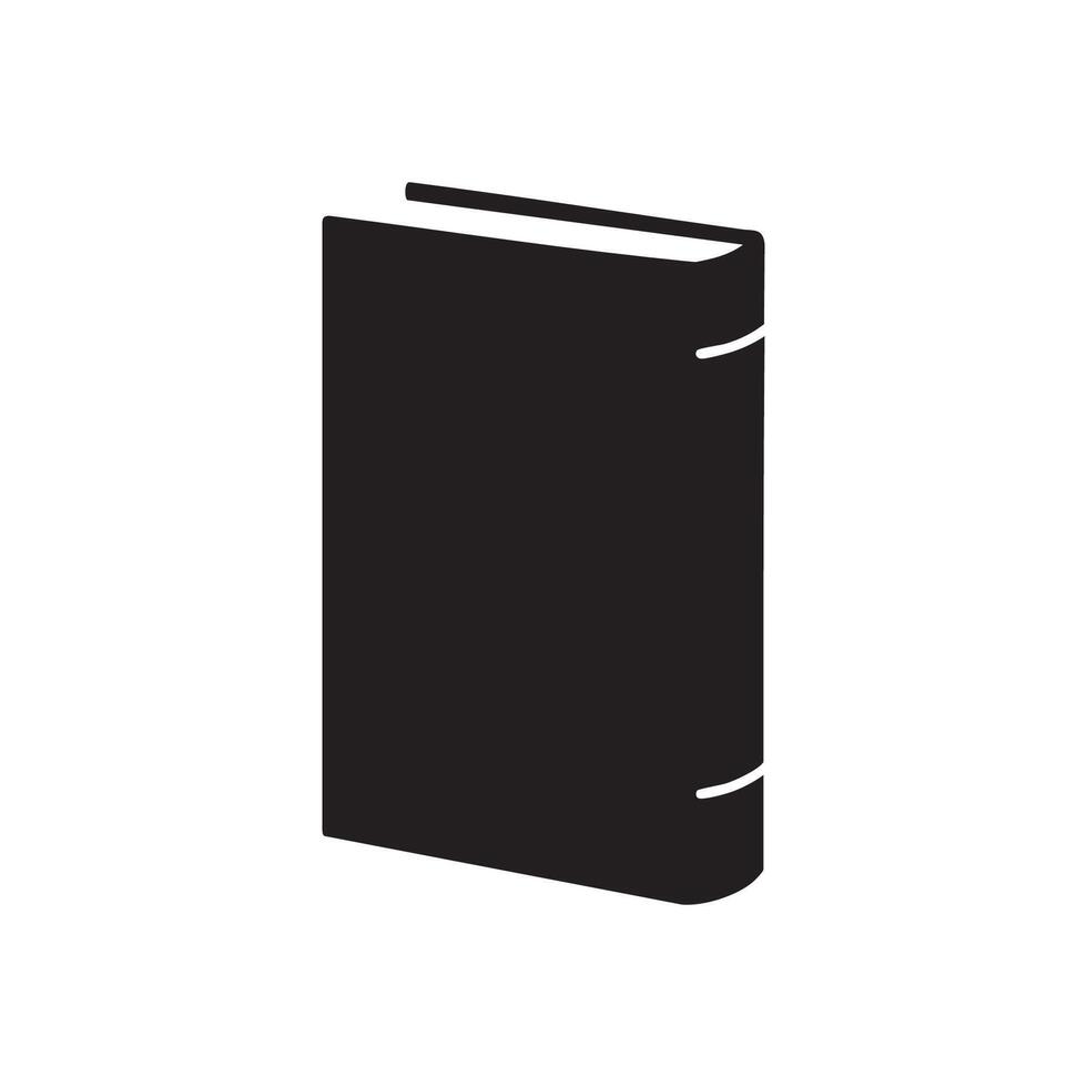 A simple black silhouette of a closed book standing upright isolated on white background silhouette vector