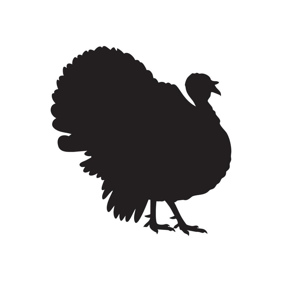 Black Turkey Silhouette on White Background for Thanksgiving or Farm Use vector