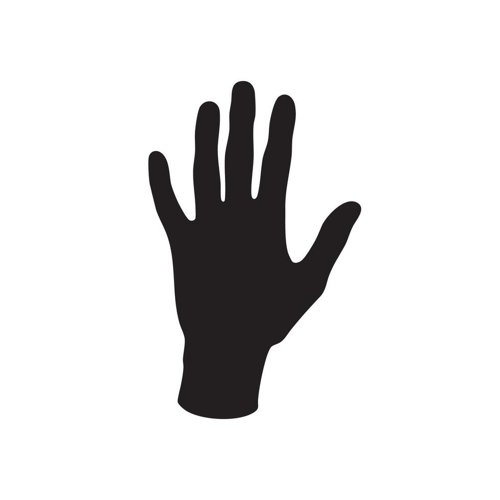 Black silhouette of an open hand with fingers spread isolated on white background vector
