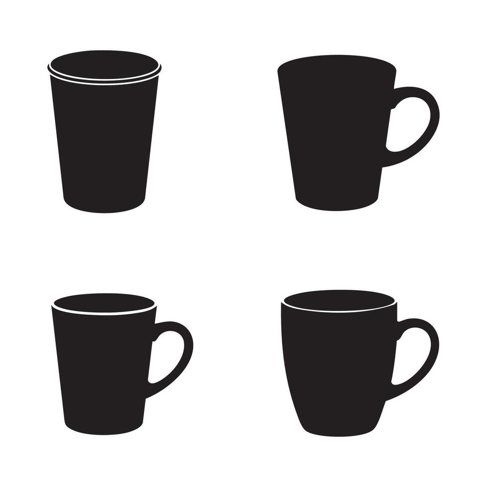 White background shows cup silhouettes vector