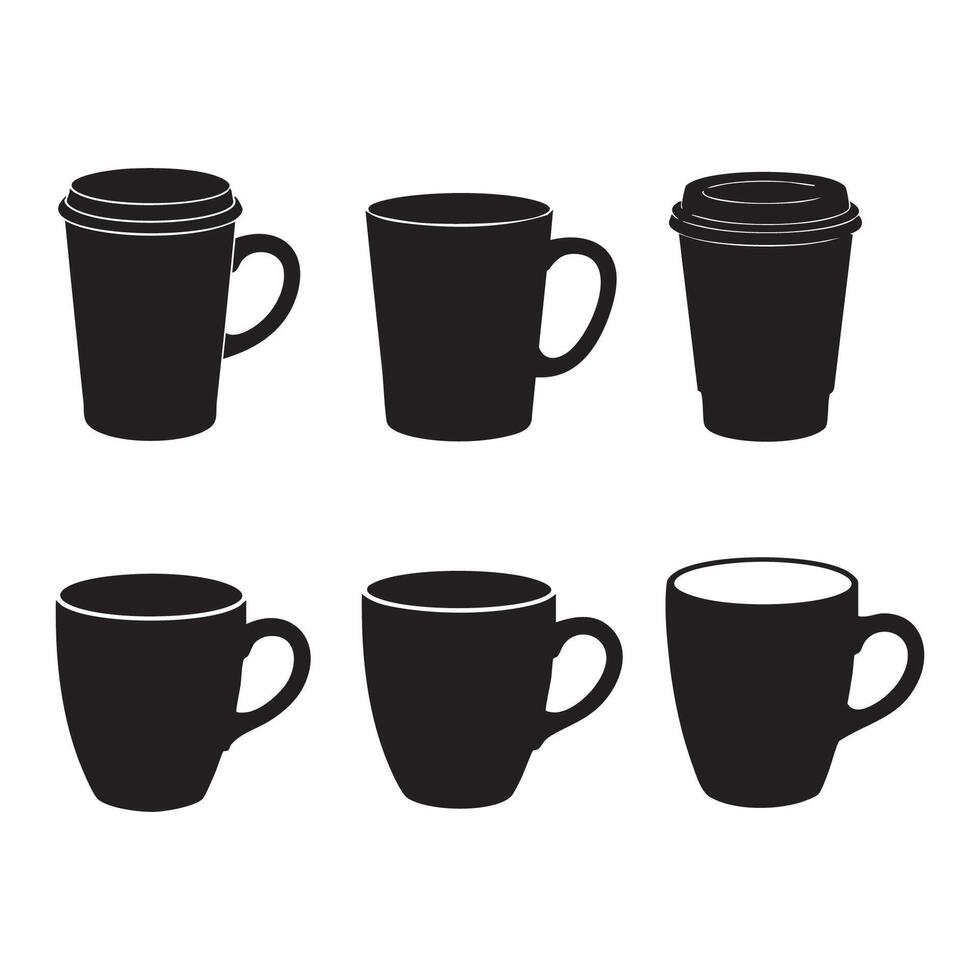 Silhouette set of cup on white background vector