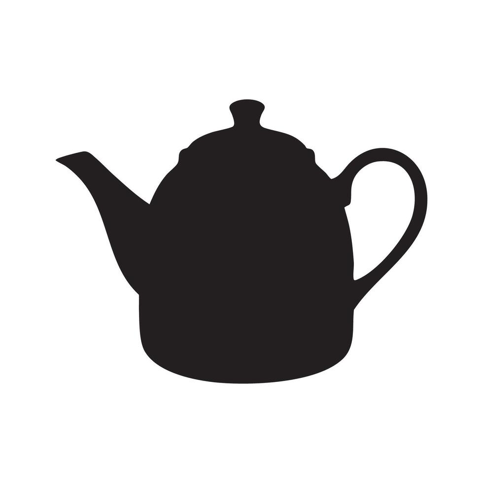 White background highlights teapot silhouettes vector