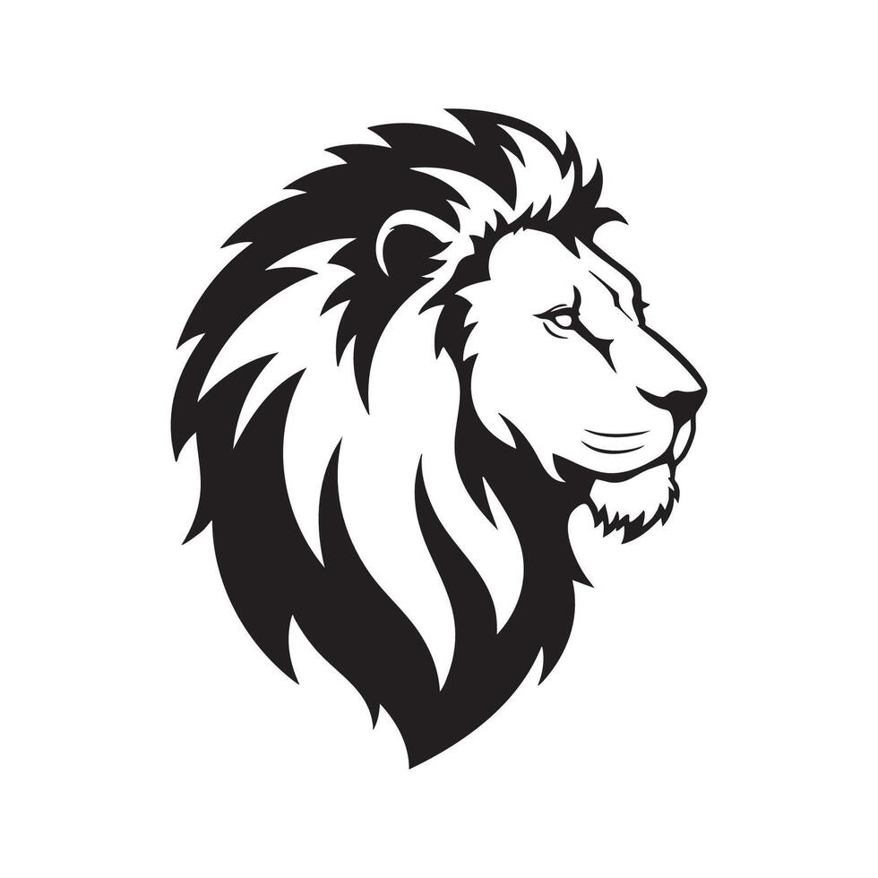 Lion head profile silhouette isolated on white background vector