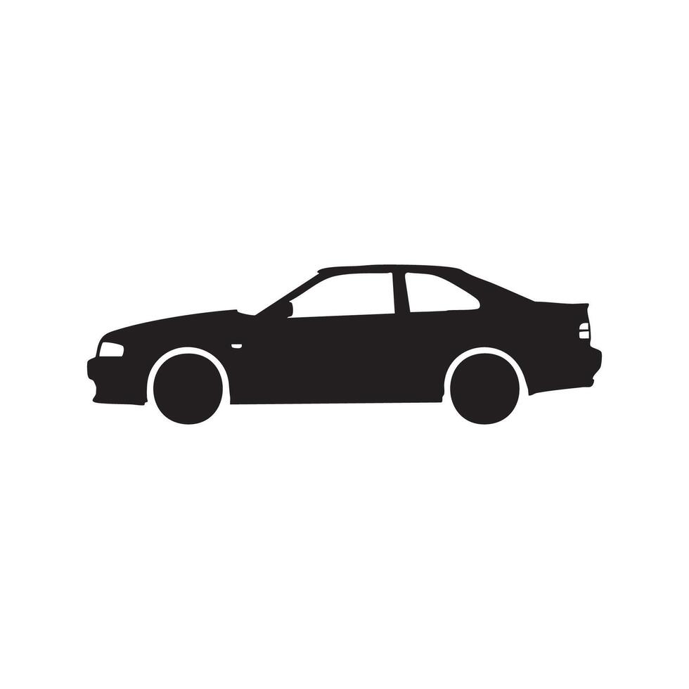 Sleek Coupe Car Profile View in Black Silhouette vector
