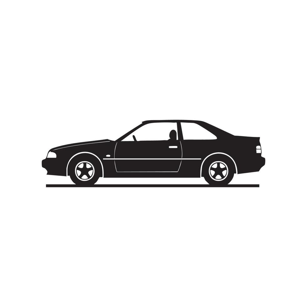 Sleek Coupe Car Side View in Black Silhouette vector