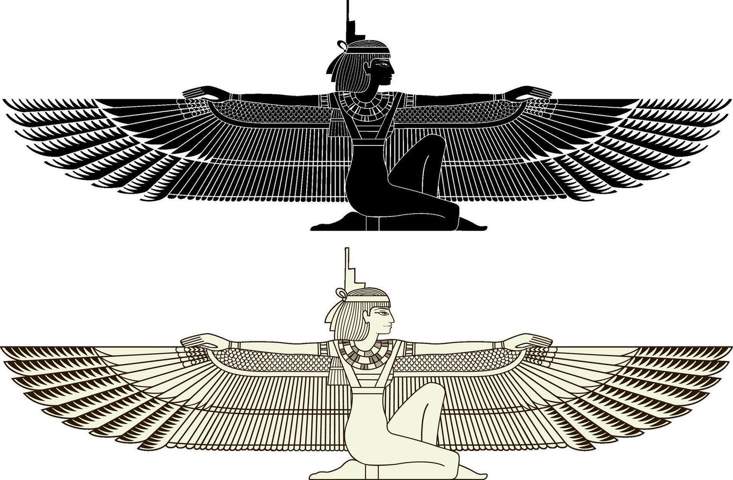 Isis.Egyptian god and symbol. vector