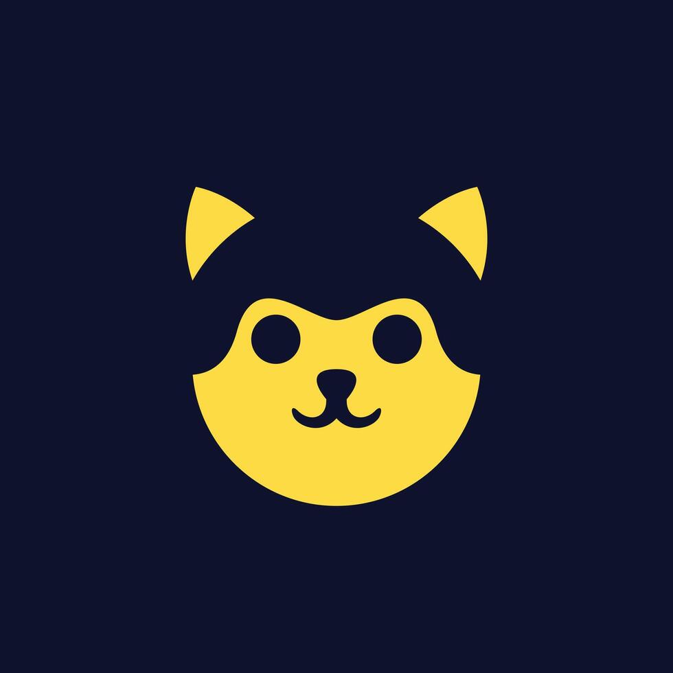 cat head silhouette logo design vector