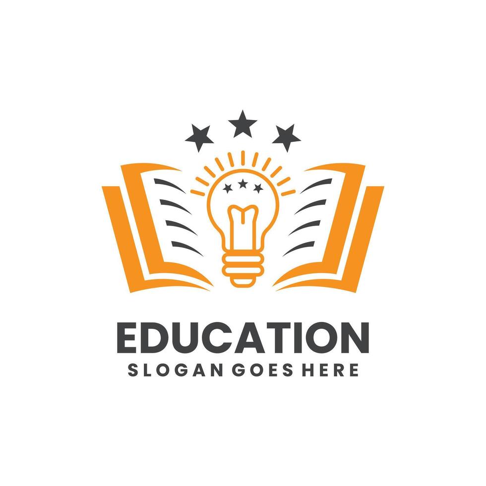 Education Logo With Book Lightbulb And Star vector