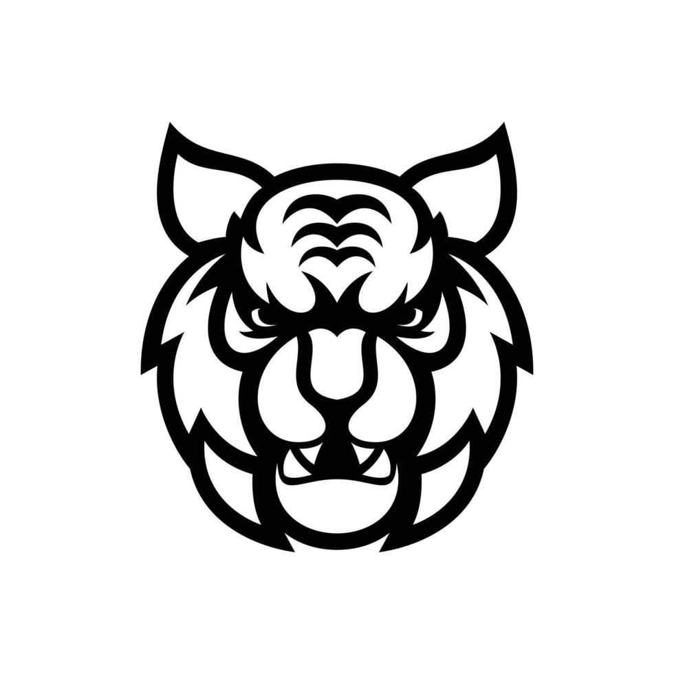 Head Tiger Line Design Color Black vector