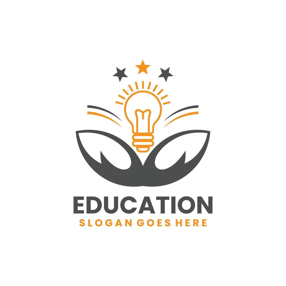 Education Logo With Lightbulb And Book vector