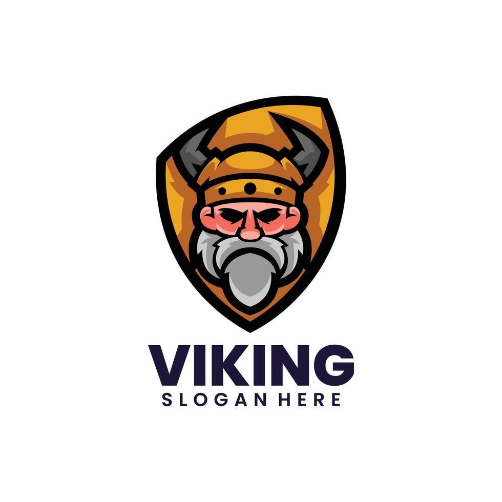 Viking logo with helmet and beard vector