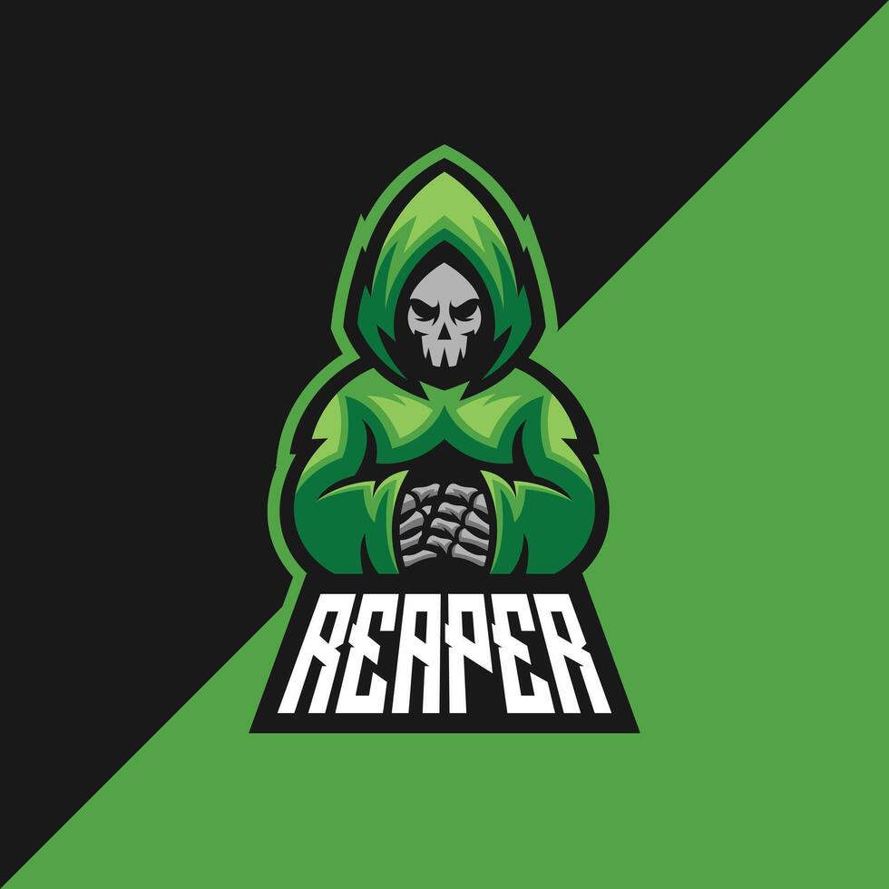 stylized green reaper logo vector