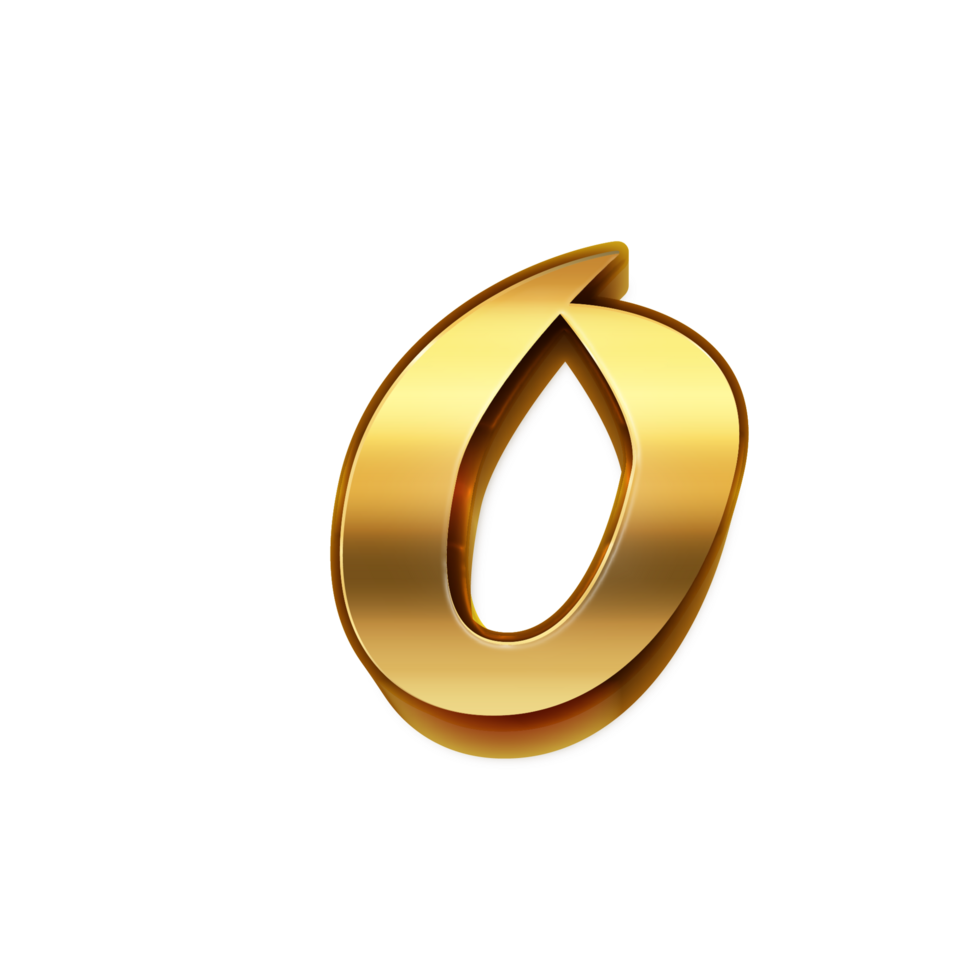 Golden Number 0 pro transparent background, Shiny Metallic 3D for Celebration and Design png