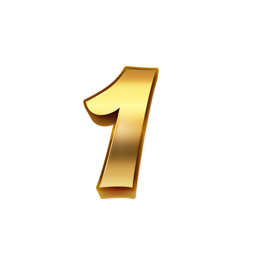 Golden Number 1, pro transparent background for Celebration and Designr png