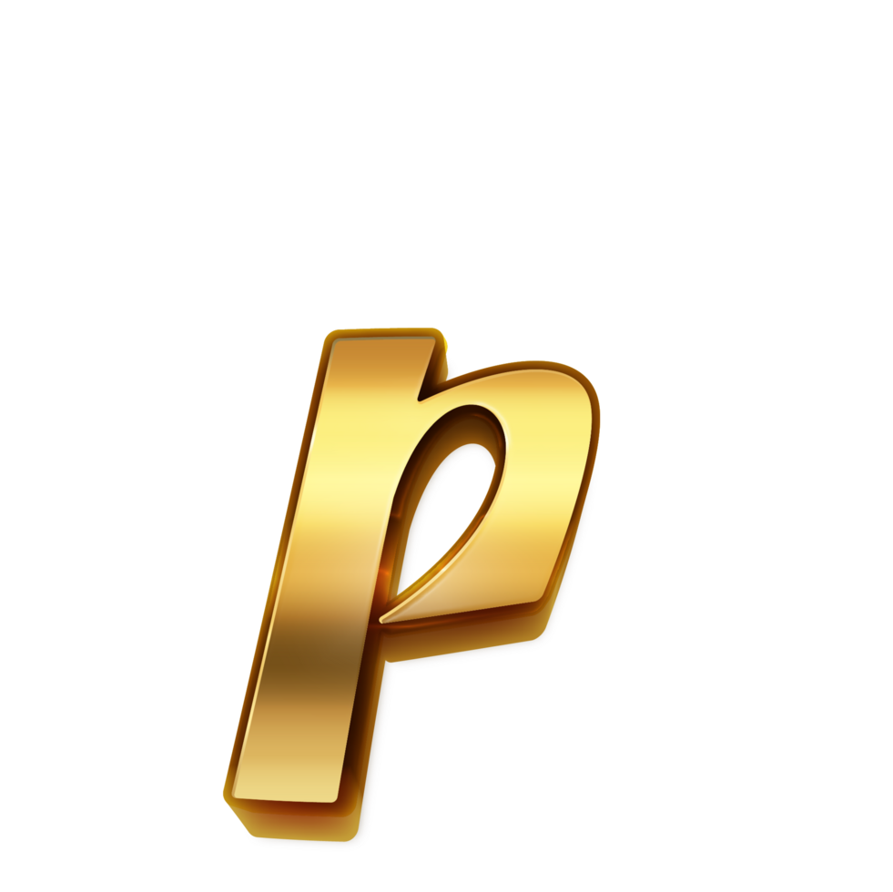 Golden Letter P, pro transparent background, Shiny Metallic 3D for Celebration and Designr png