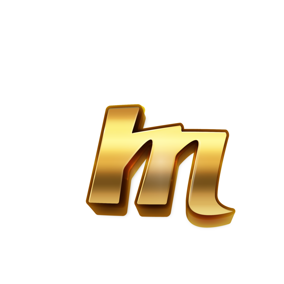 Golden Letter m pro transparent background, Shiny Metallic 3D for Celebration and Design png