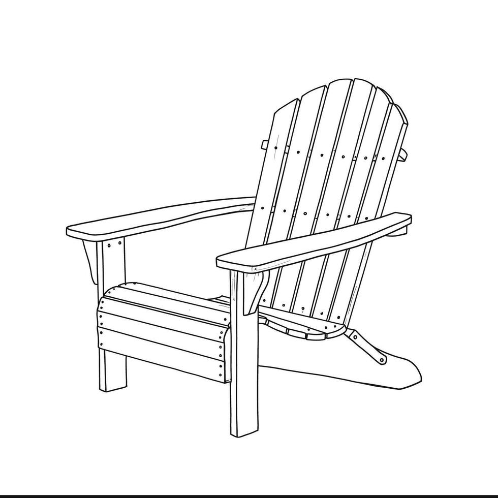 Adirondack chairs hand sketch. Rustic adirondack chairs showcase a comfortable outdoor seating elegantly. Outdoor furniture concept vector