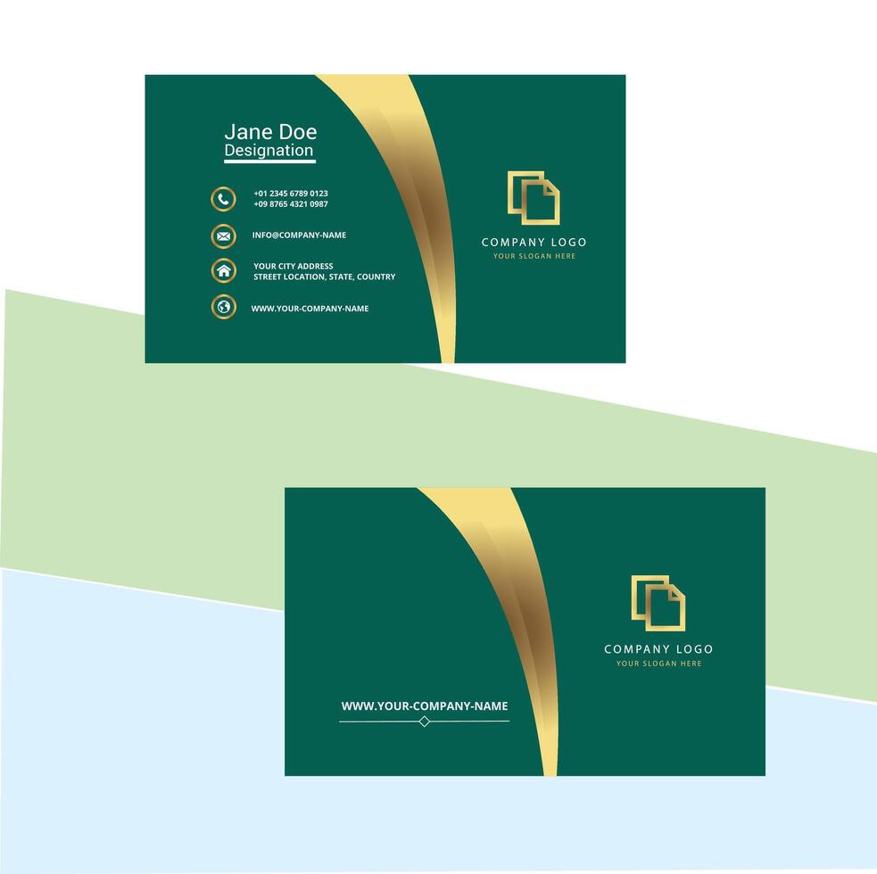 Business Card Green Color Background Art vector