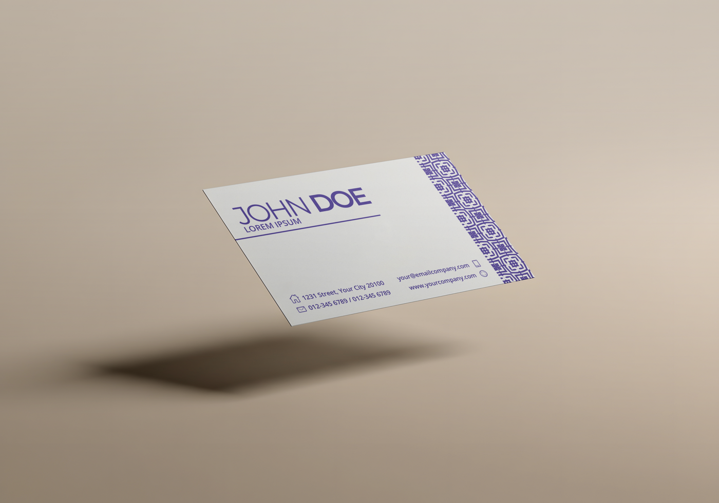 A clean modern business card for John Doe featuring a subtle geometric design psd