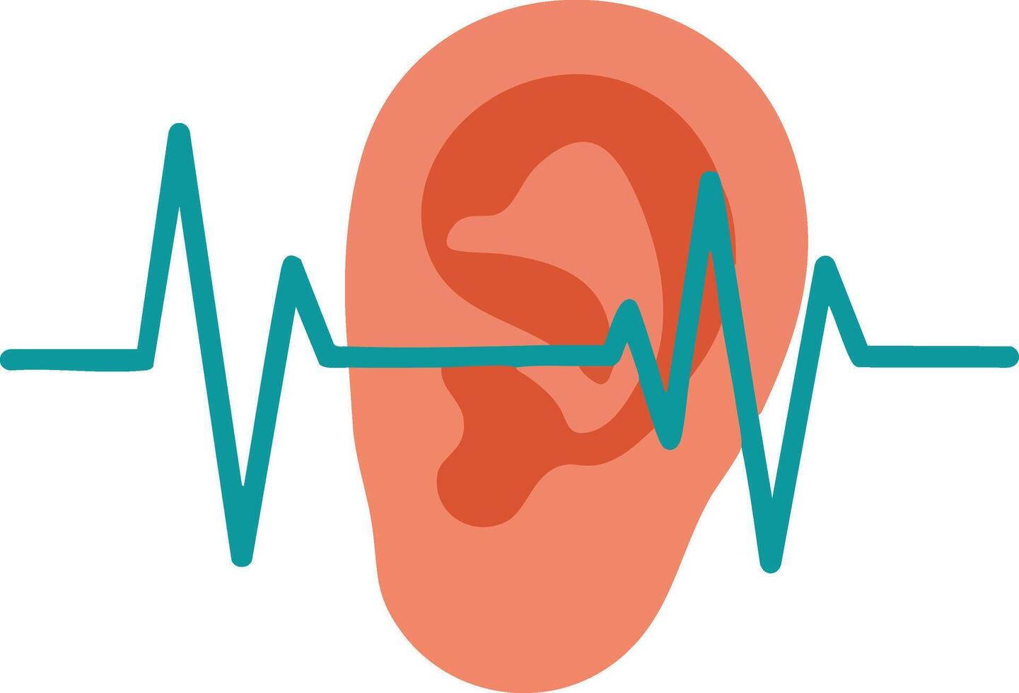 Human ear with soundwave pulse line hearing and audio communication concept illustration vector
