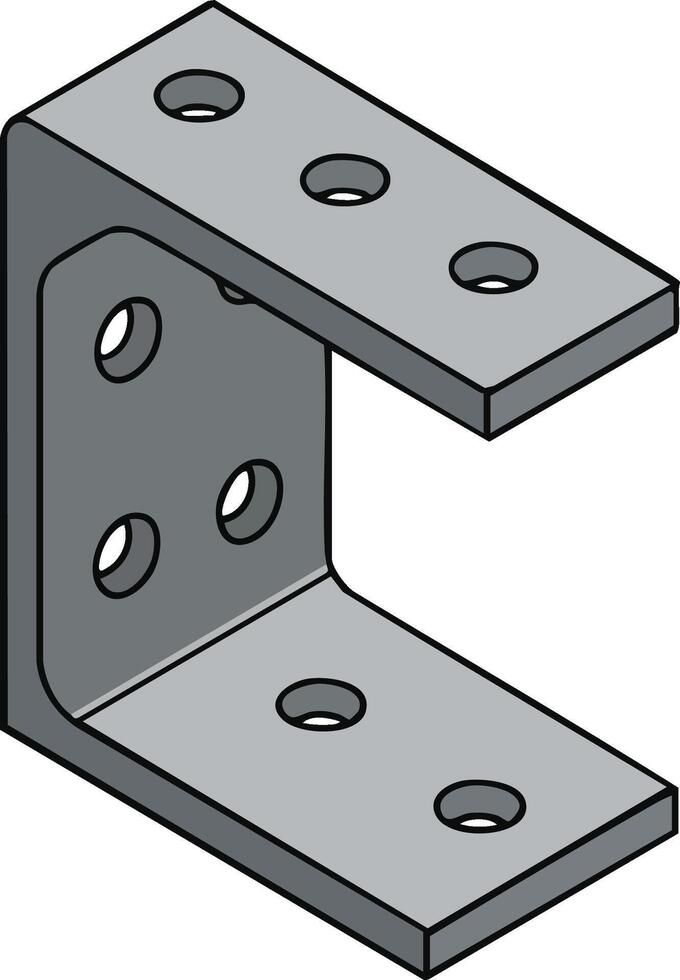 Metal L Bracket Connector with Multiple Holes for Structural Support and Assembly in Construction Projects Illustration vector