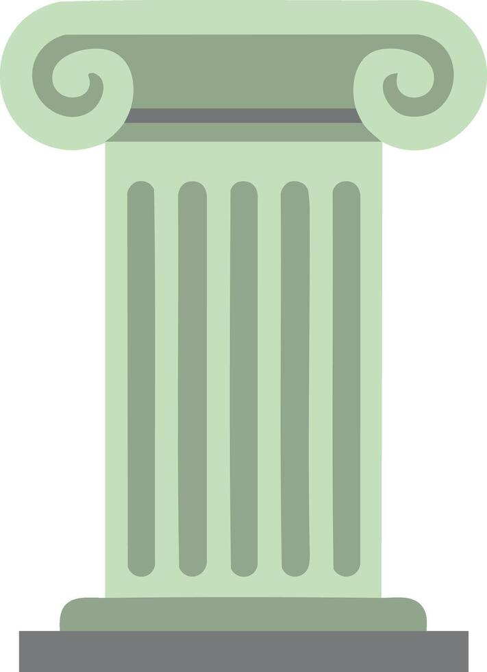 Ionic column architectural design classical ancient Greek style illustration simple green color palette vector