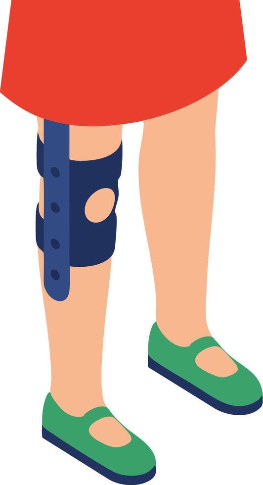 Leg with knee brace support medical aid illustration for injury recovery and mobility assistance vector