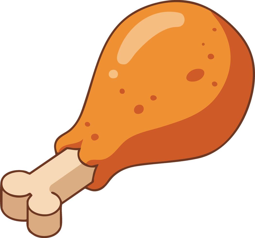 Fried chicken drumstick with crispy golden brown skin illustration food design isolated on white background vector