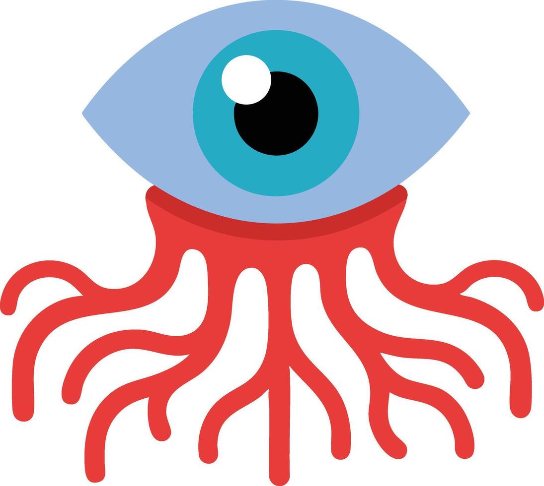 Abstract eye with red tentacle roots design in modern style for creative concepts and artistic illustrations vector