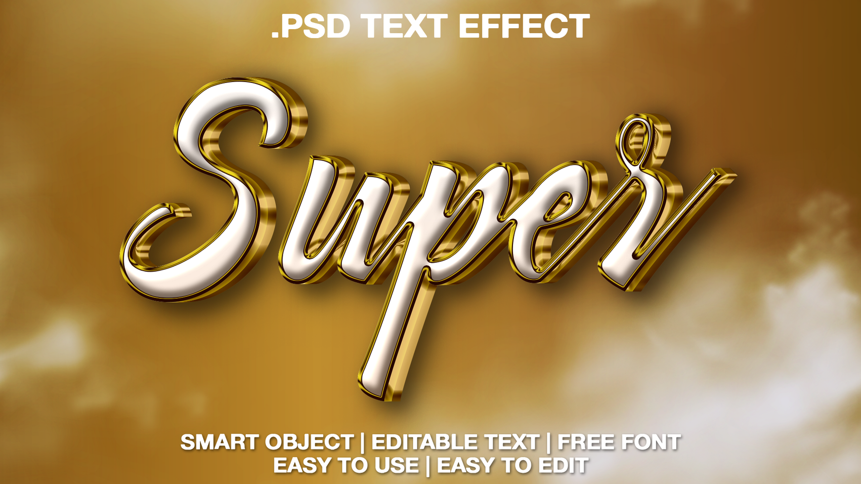 Super 3d editable luxury golden text effect psd