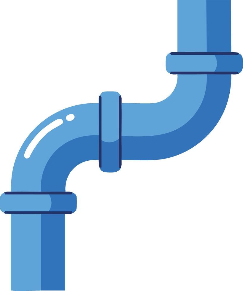 Blue plumbing pipe illustration for construction and water system design in industrial and home maintenance projects vector
