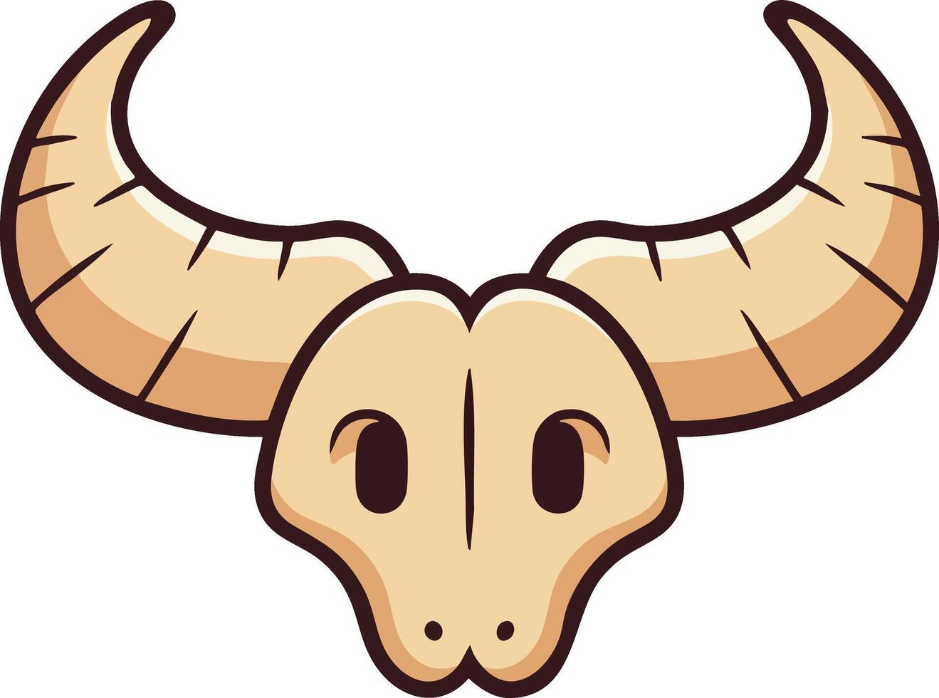 Bull skull with large curved horns simple cartoon style illustration for design and decoration vector