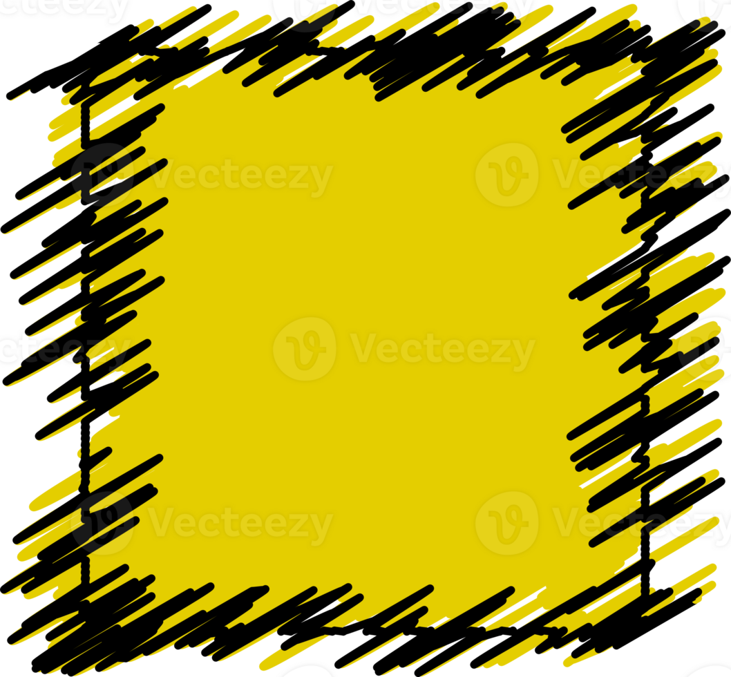 scribble frame in bold black on a vibrant yellow background. sale and promotion and banner or poster background. png