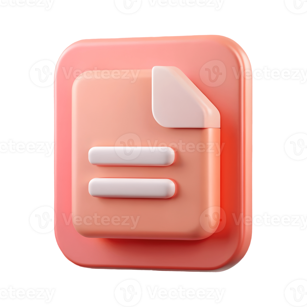 3D Document Icon on a Transparent Background png