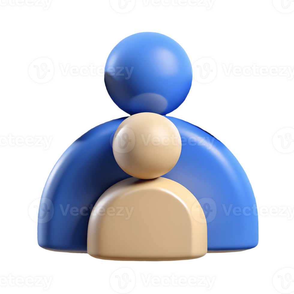 3D rendered abstract figures in blue and beige symbolizing connection or relationship on a transparent background png