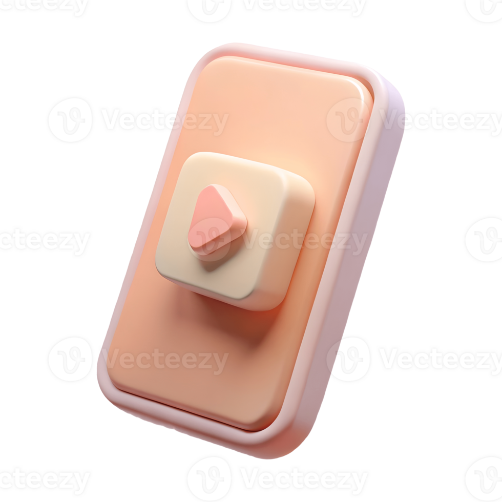 3D Rendered Minimalist Smartphone with Play Button Icon on a transparent background png