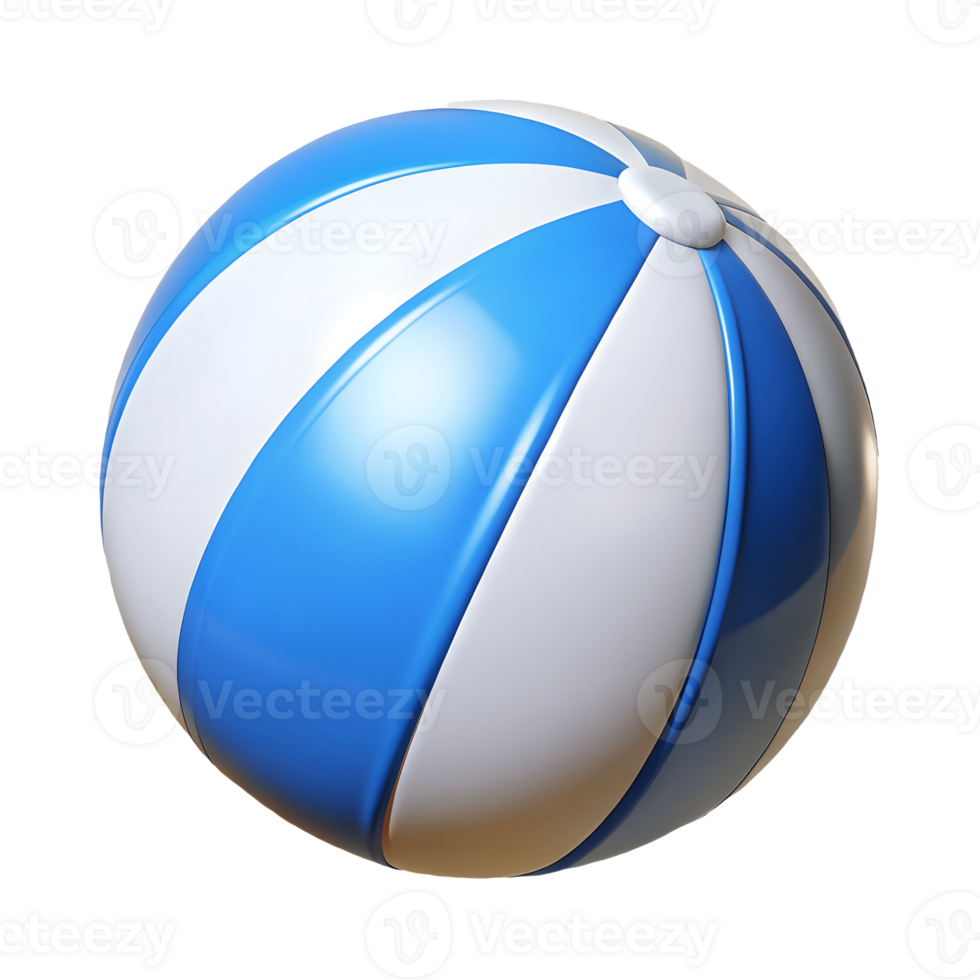 Blue and white striped beach ball on a transparent background png