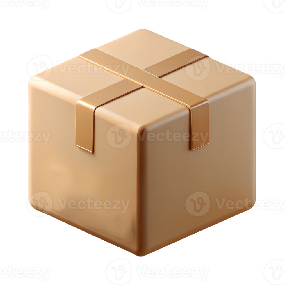 Golden cube with a metallic sheen secured by crossed bands on a transparent background png
