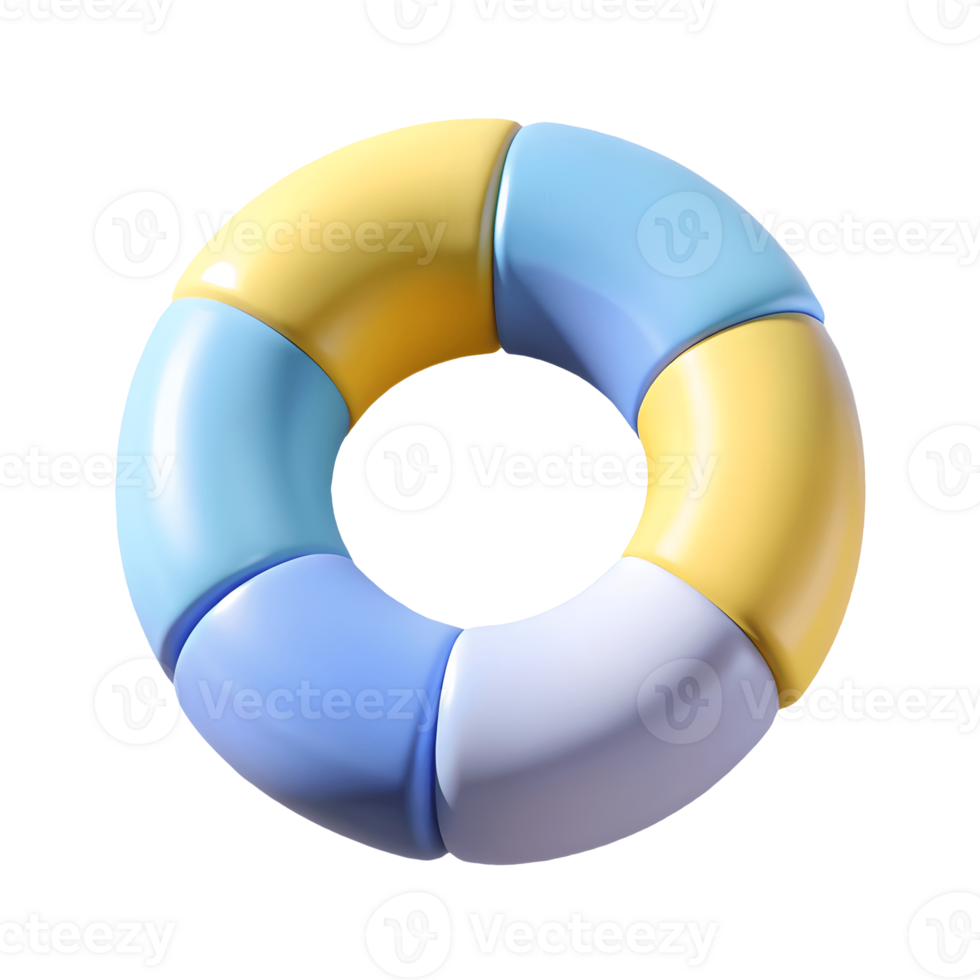 Colorful 3D ring chart divided into six segments perfect for infographics and data representation on a transparent background png