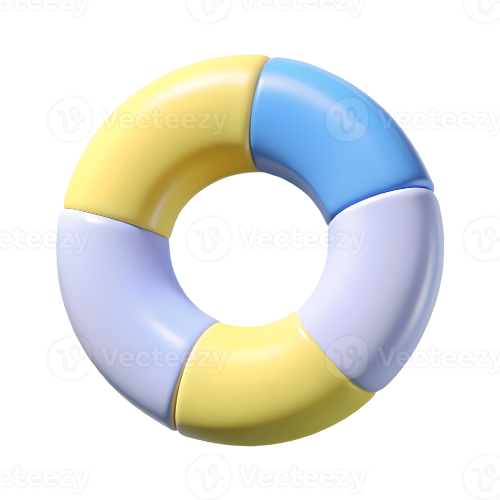 3D Rendered Colorful Circular Segment Divided into Four Sections on a transparent background png
