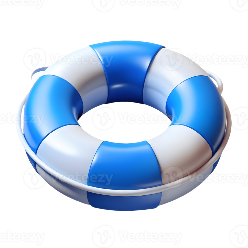 Blue and white lifebuoy ring ideal for safety illustrations and beach-themed designs on a transparent background png