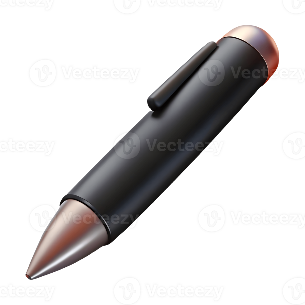 Modern black ballpoint pen with metallic accents sleek design isolated on a transparent background png