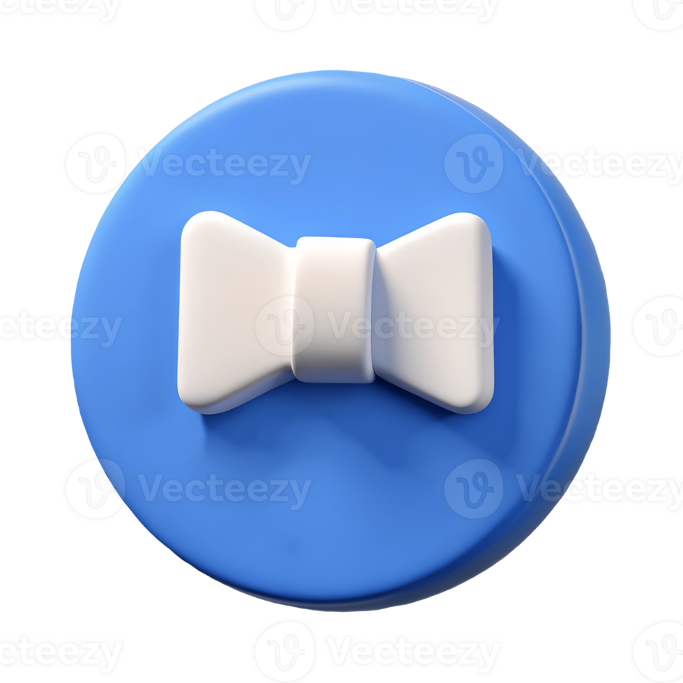 3D White Bowtie Icon on a Blue Circle Elegant and Modern Design Element on a transparent background png