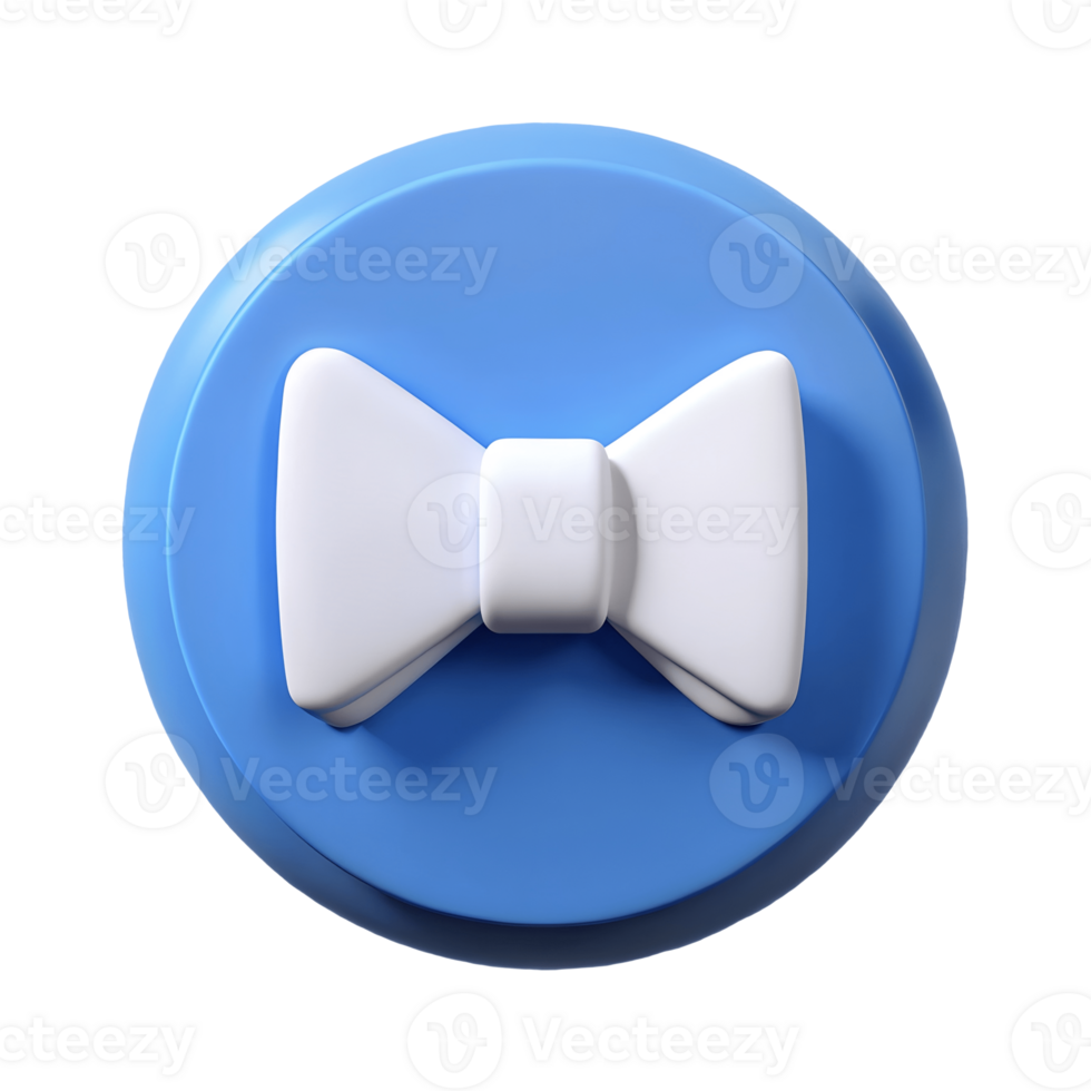 3D White Bow Tie Icon on a Blue Circle Elegant Design Symbol for Fashion or Celebration Themes on a transparent background png
