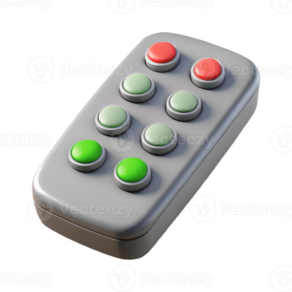 Cartoon Style Remote Control Device with Colorful Buttons, Modern Electronics, 3D Rendered, Isolated, Transparent Background png